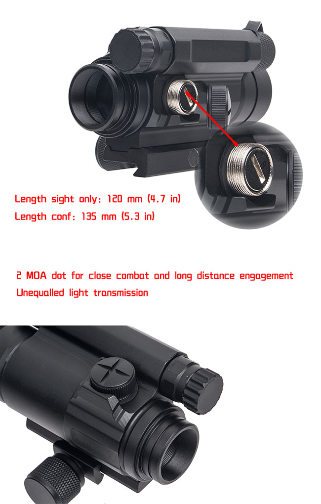 Aluminum 2 MOA Green / Red Dot Sight Scope Tactical M4 Matte Black Finish