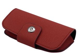 Wholesale Red Soft Leather Eyeglass Case Custom Logo 158x82x40mm from china suppliers