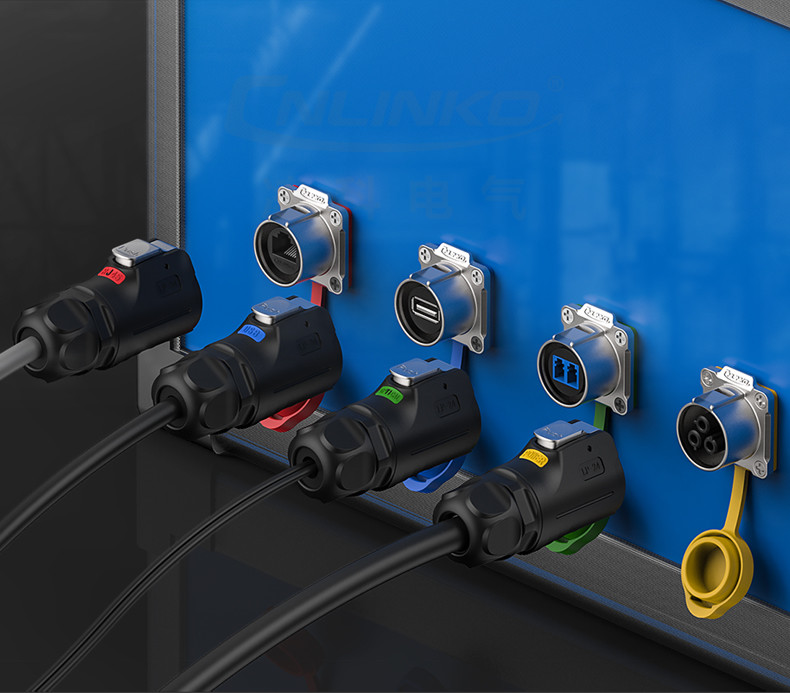 High Quality Outdoor 8P8C RJ45 Plug and Dual Port Socket,Waterproof Panel Mount Connector