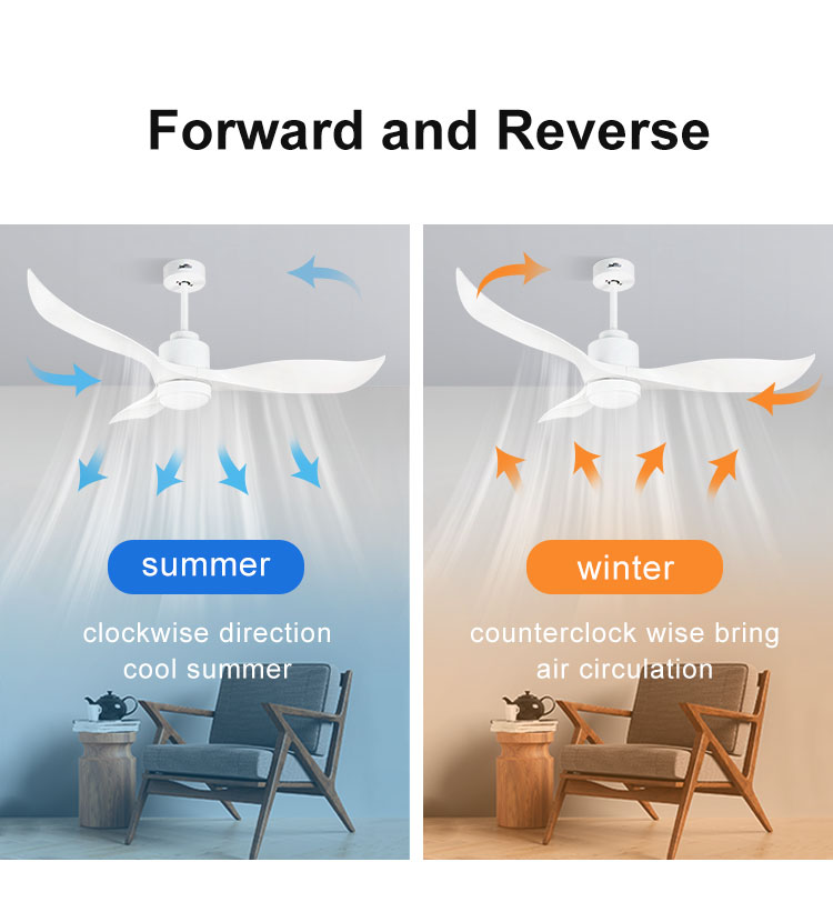 52 Inch Consumption ABS 3 Blade DC Motor Fancy Ceiling Fan Light for Home Hotel and Office