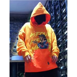 Wholesale 100% Cotton Custom Printed Hoodies , Mens Pullover Hoodie Orange Color from china suppliers