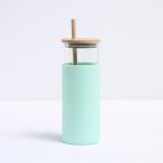 Clear Color Portable Sturdy Silicone Covered Glass Water Bottle Glass Drinking