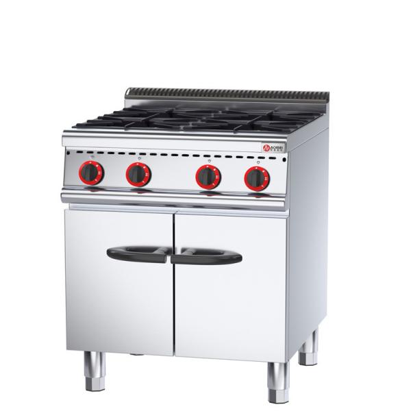 Commercial Kitchen Stainless Steel 4 Burners Range with Cabinet and OEM ODM