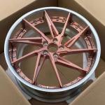 2 piece custom concave brushed wine red colour polished lip forged wheels