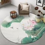 Plant And Flower Round Polyester Fiber Floor Carpet For Sofa And Living Room