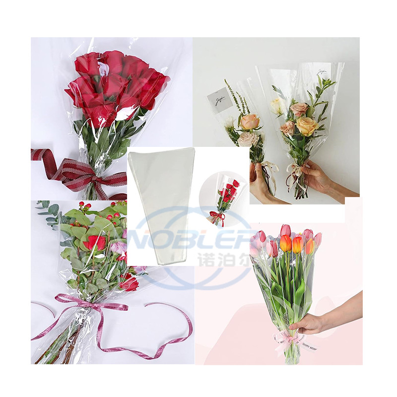200 Pieces Plastic Flower Bouquet Sleeve Clear Cellophane Bags Rose Packaging