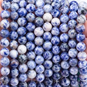 Wholesale Spiritual Natural Blue Dot Stone 8MM Round Loose Bead For Handmade Jewelry And Keychain from china suppliers
