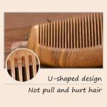 Natural Handmade Wooden Comb Anti Static Green Sandalwood Comb