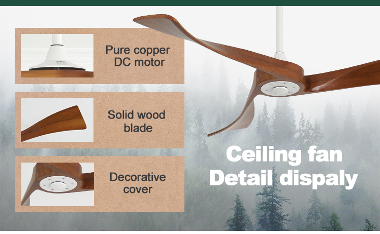 1stshine Ceiling Fan Electric 3 Wood Blades 5 Speeds Natural Wind Modern Simple Style