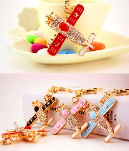 Wholesale 6inches Custom Airplane Keychain Diamond Alloy Crystal For unisex from china suppliers