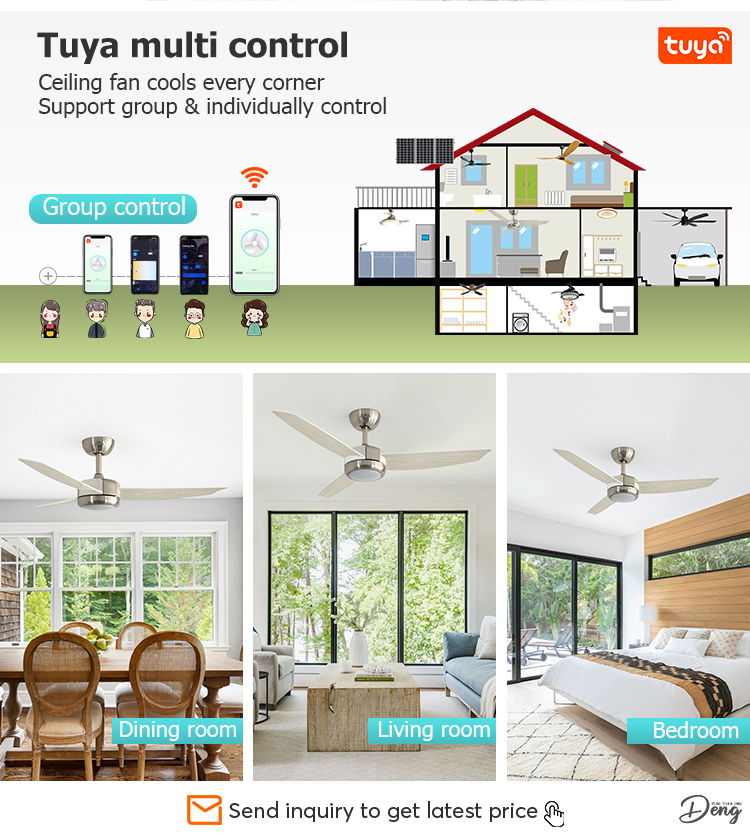 48 Inch ABS Blades LED Ceiling Fan with Colorful Design and 3 Color LED Lighting