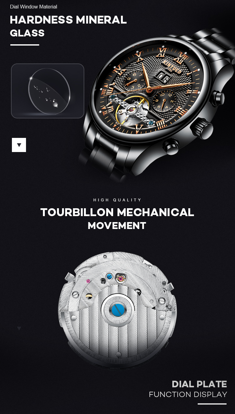 Fashion Stainless Steel Wristwatch Tourbillon Movement High Precision