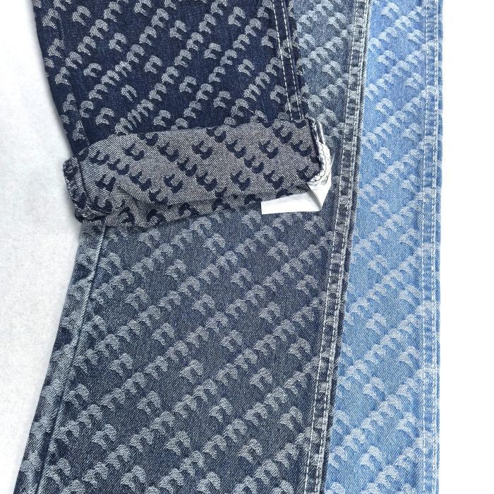 Flower And Stripe Design Printed Fabric Jacquard Non Elastic Denim 9.5oz 180CM 70'' 71"