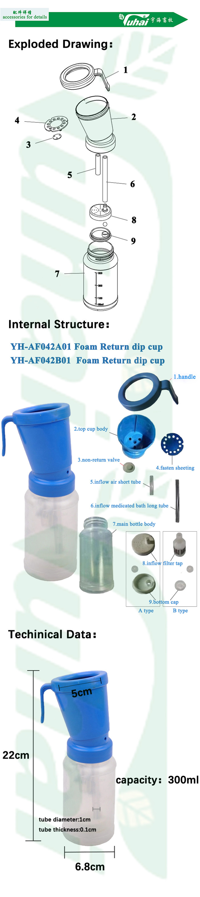 300ml Teat Dip Cup Medicated Bath Cup PP Material Foam Non Return For Cow Washing