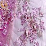 Bridesmaid Dress 3D Flower Lace Fabric With Beads Embroidered