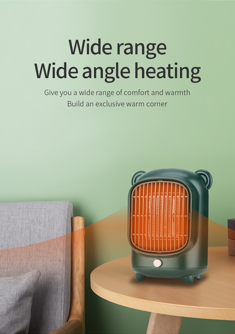 NO App-Controlled 500W Cute Design PTC Ceramic Room Desk Electric Hot Air Fan Heater
