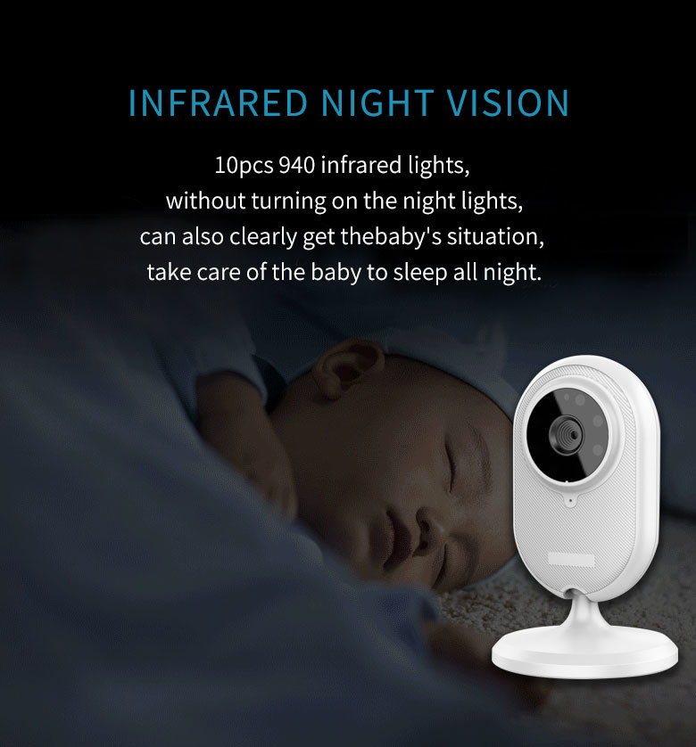 3.5 Inch 720P Baby Monitor 1500mah 8pcs 940 Light IR Smart Pet Camera