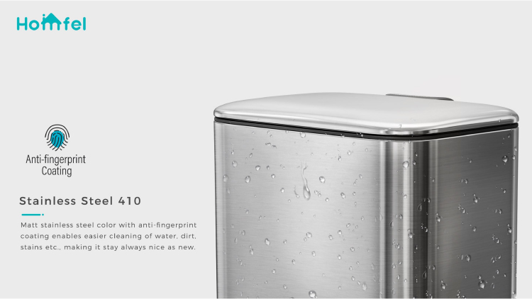 3L*2 Recycle Bins 2 division Stainless Steel Pedal Bin Rolling Cover Type household Trash Can with finger print proof