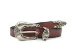 25mm Womens Genuine Leather Belt With Antique Silver Buckle