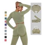 Seamless Scrunch Butt 100% Squat Proof Yoga Workout Outfits 4 Pieces Set