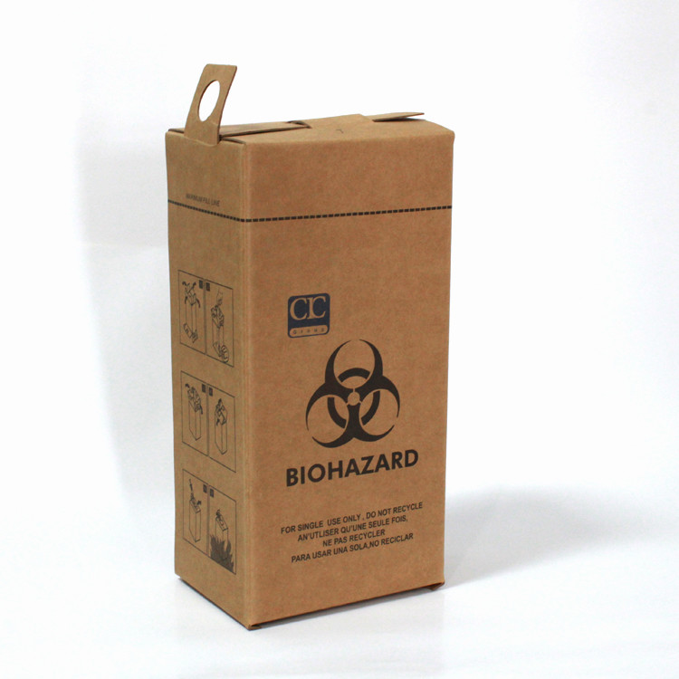 3 layers Kraft Paper CMKY Printing 5L Biohazard Waste Box Sharps box safety box
