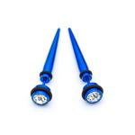 Blue Acrylic Ear Stretching Faux Taper Clear Crystal Gems Spiral Stretchers 2