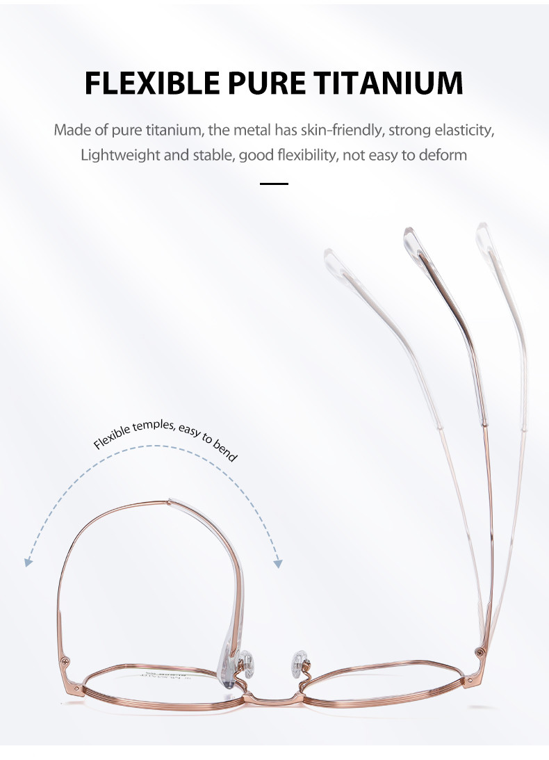 Polygonal Myopic Titanium Frame Glasses IP Plating For Men