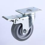 75mm 3inch Platform Trolley Furniture TPR Soft Grey Rubber Plate Swivel Caster