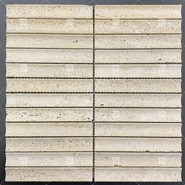 Marble Pattern 3D Arc Long Strip Mosaic Floor Wall Tile For TV Backdrop Kitchen Backsplash