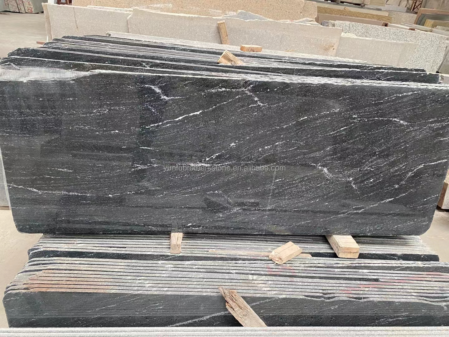 Via Lattea Black Granite Honed Cut-to-Size Tile for Classic and Elegant Floor Pattern