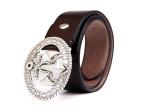 Western Mens Casual Leather Belt Zinc Alloy Buckle Durable BRACHI