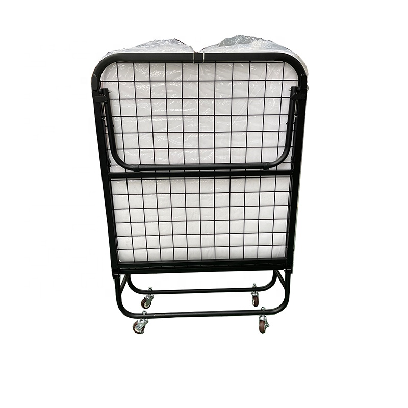 Hotel Single Bed Mattress Metal Foundation Folding Bed Frame with Space-Saving Design