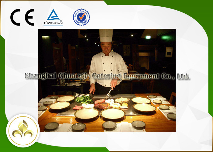 Rectangle Teppanyaki Grill Table Induction Heating 2400mm Length