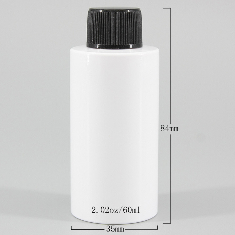 2.02oz60ml Mini White PET Flat Shoulder Liquid Lotion Cream Bottle With Screw Cap Sprayer Travel Portable Plastic Bottle