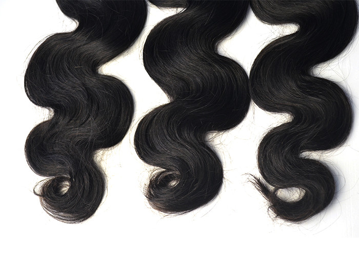 Color 1B Body Wave Peruvian Human Hair Extensions With Unprocessed