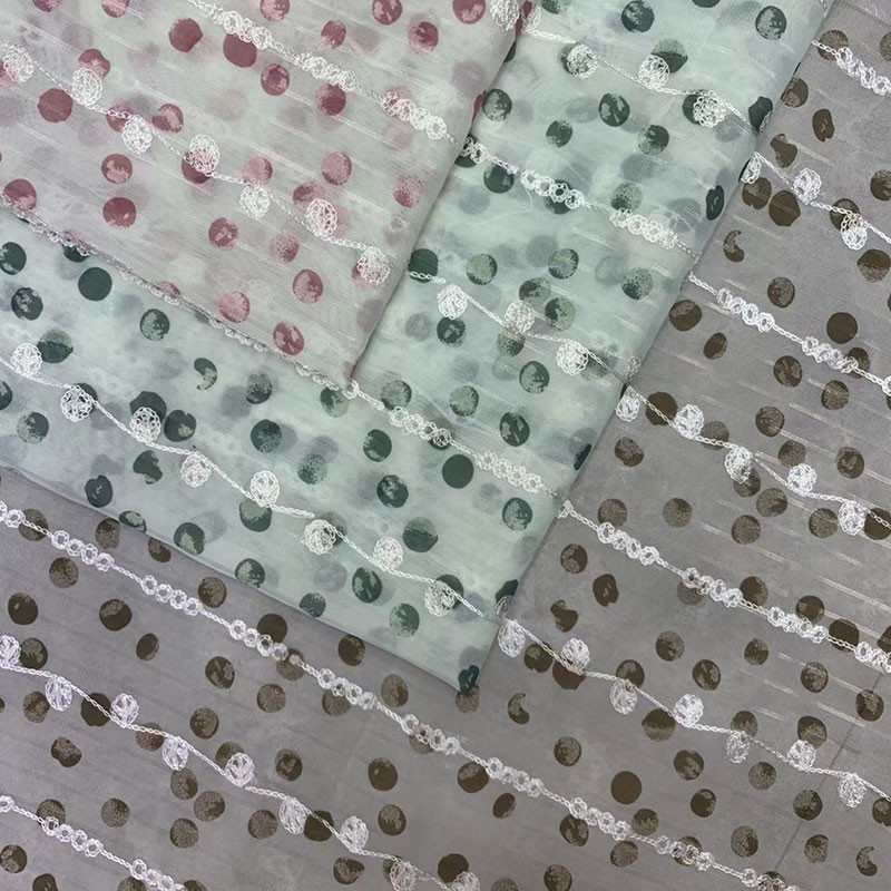 Chiffon Bottom Polyester Flower Printed Fabric For Lace Embroidery