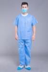 Round Neck Short Sleeve SMS Disposable Scrub Suits