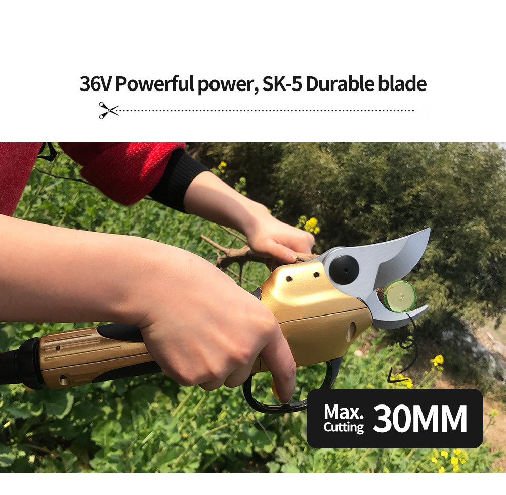 Swansoft 30mm 36V Telescopic Fruit Electric Pruning Shears Electric Pruning Electric Scissors Tree Pruner Shears