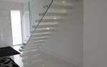 Glass Railing Straight Flight Staircase 50mm Thick Solid Oak Wood Floating