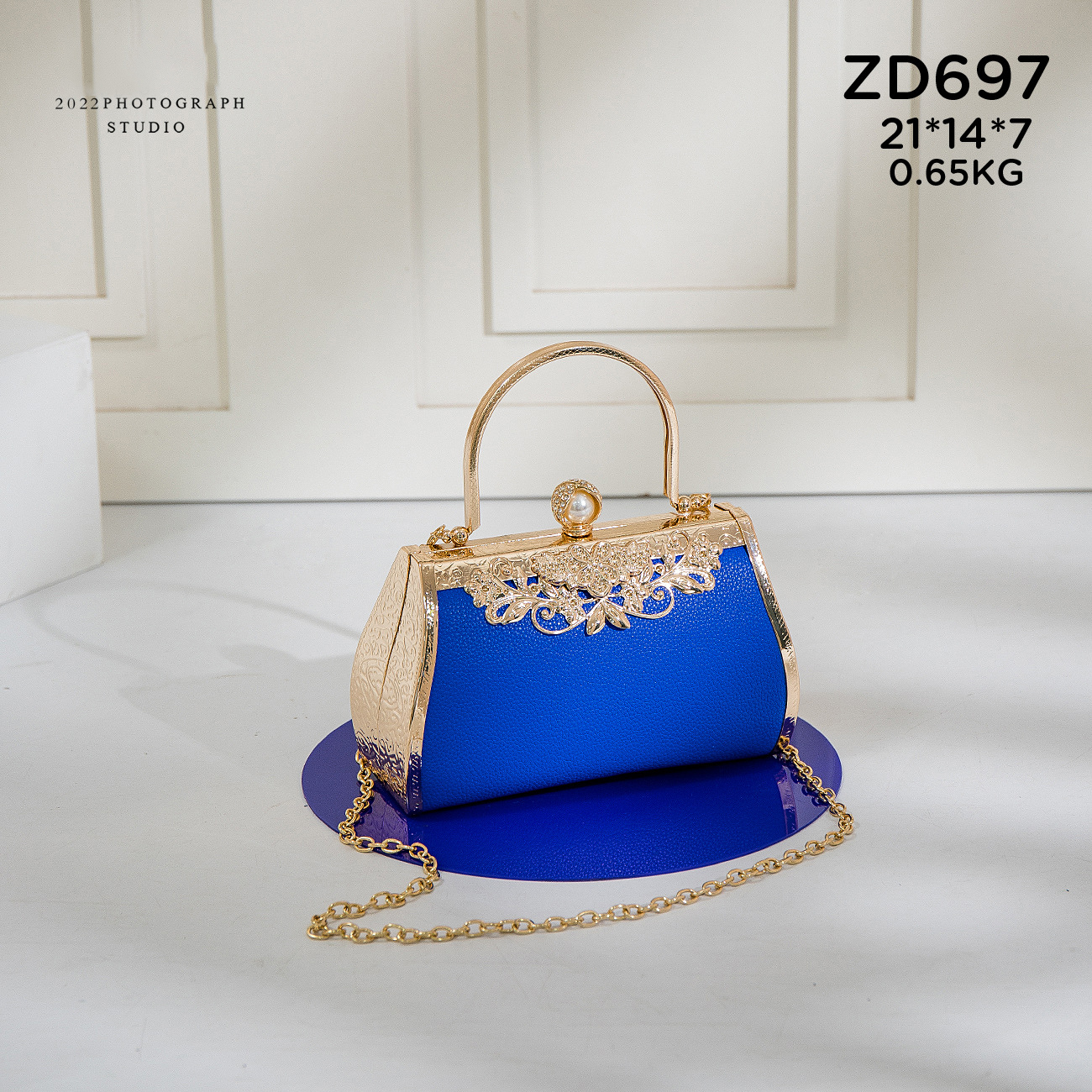 21*7*14CM High Grade Shiny Crystal Women Pearl Evening Handbag For Party Clutch Open