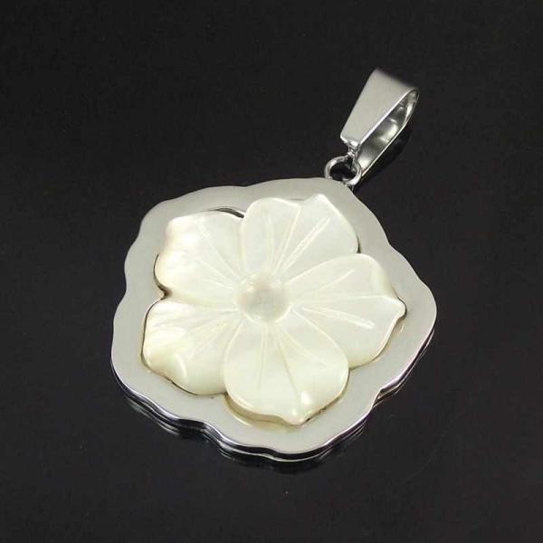 Supper Fashion Colorful White Black Pearl Shell Inlay Stainless Steel Pendant