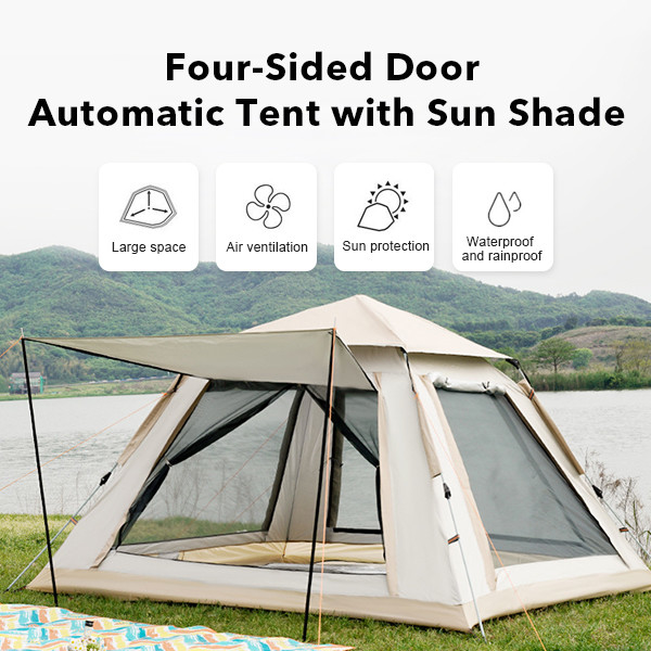 Automatic 4 Person Camping Outdoor Tents 210D Oxford Fabric Tent