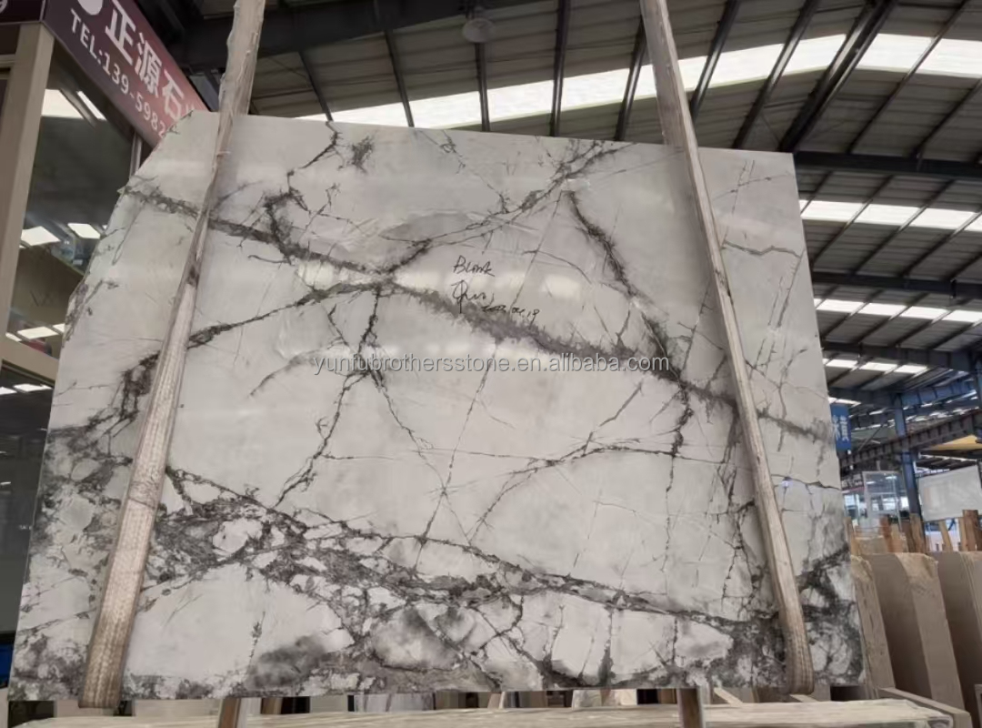 Polished Arabescato White Italian Marble Slab for Modern Wall and Round Dining Table