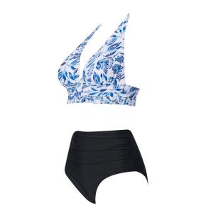 Wholesale Tiered Layer Tie a Knot Front Top With Low waist Bikini swimsuit high cut from china suppliers