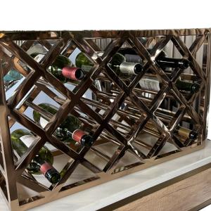 Wholesale Non Faded Stainless Steel Metal Fabrication Mirror Surface Metal Wine Rack Rose Gold from china suppliers