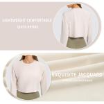 Women Jacquard Activewear T Shirts Breathable Long Sleeve Yoga T Shirt Quick Dry
