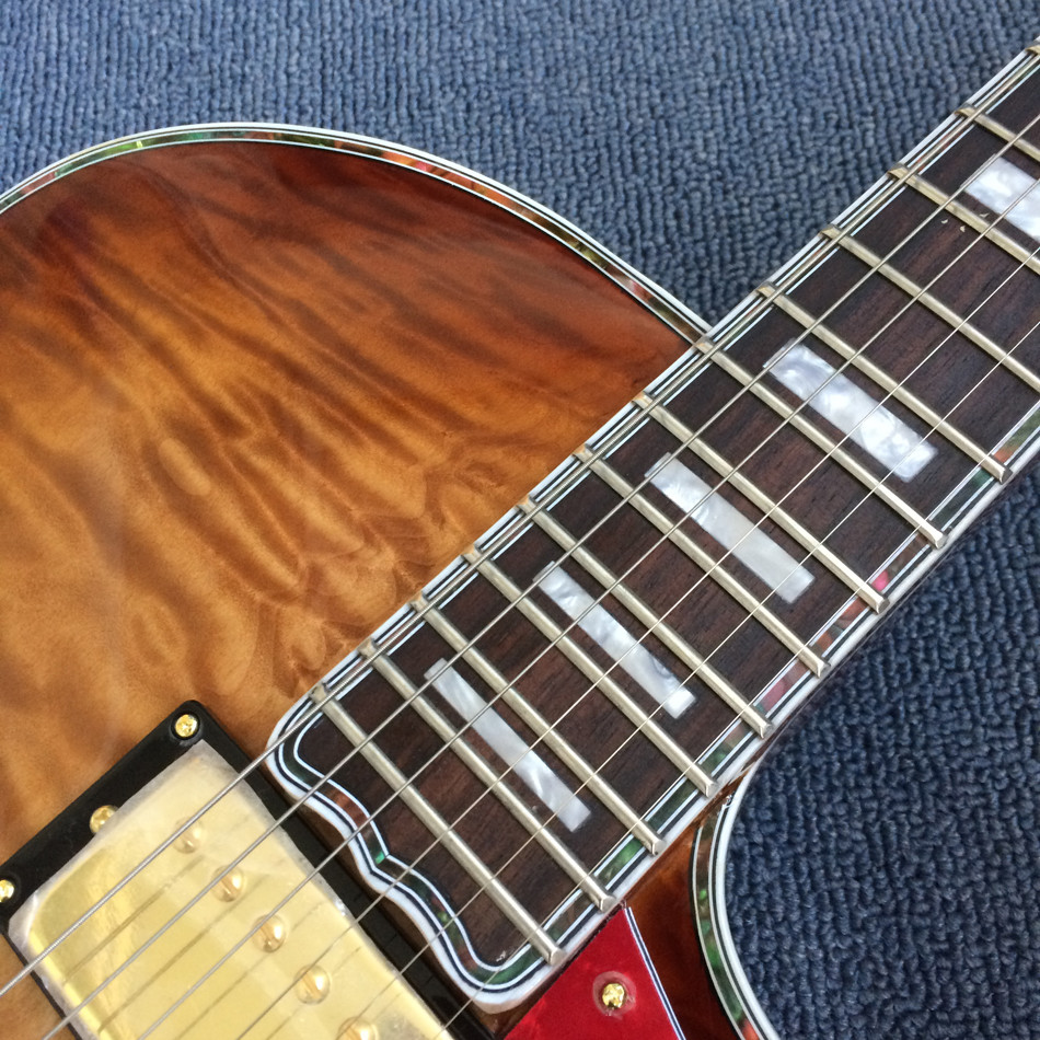Hollow body L-5 jazz electric guitar,Full color strip edge,Burst color Quilte Maple top ,Quilte Maple top