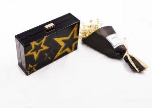 Wholesale Fashionable Yellow Glitter Stars Acrylic Clutch Bag Women Evening Party Purse Bag from china suppliers