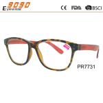 Fashionable reading glasses ,made of plastic ,demi brown on the frame,suitable