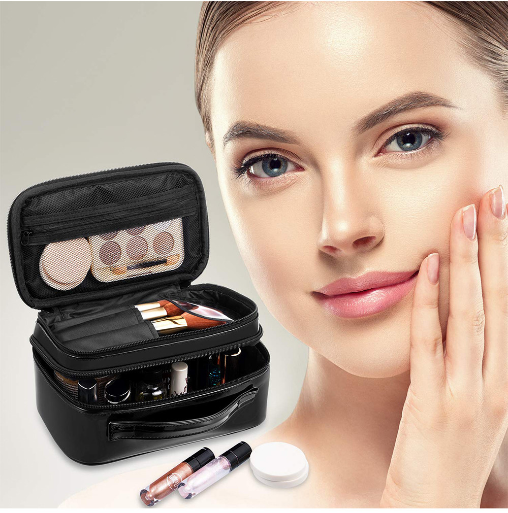 Multifunctional PU Makeup Travel Organizer With Brush Compartment